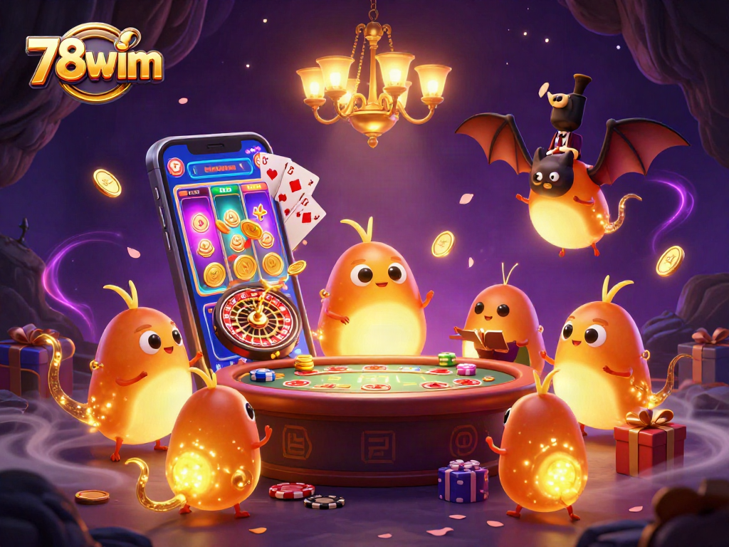 Experience thrilling gameplay with 78wim as glowworms illuminate a vibrant cave casino scene.