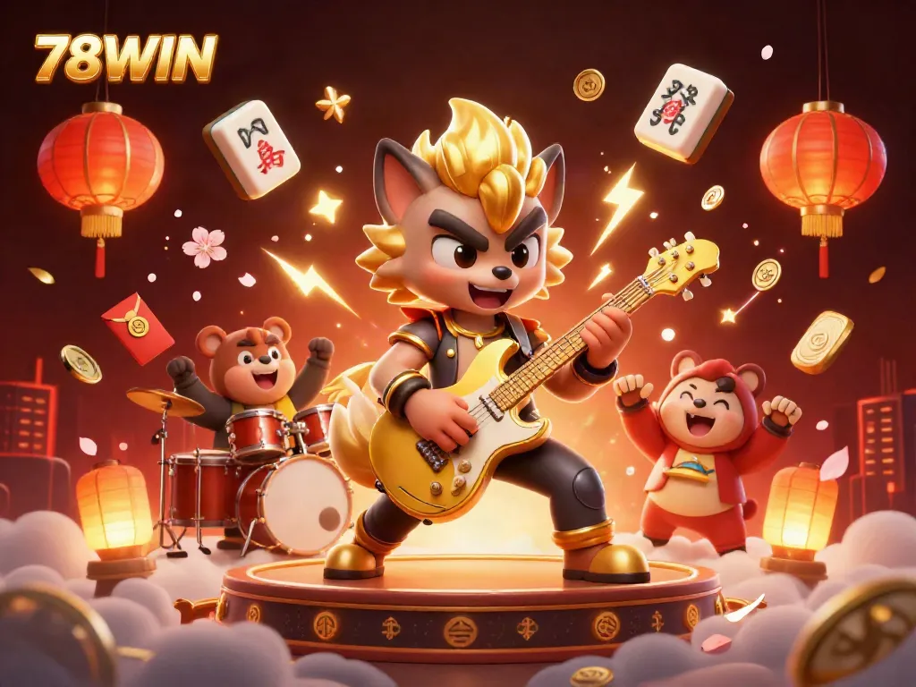 Experience the thrill of 78WIN with a vibrant, dynamic casino-themed illustration showcasing action and excitement.