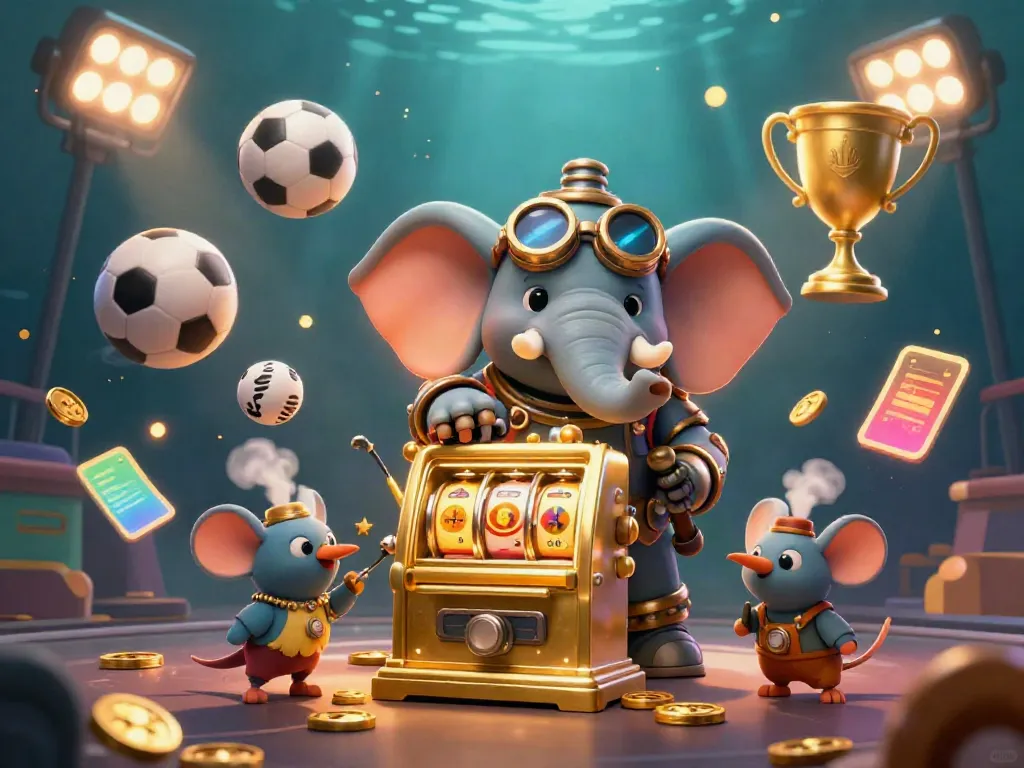 LLWIN introduces a vibrant steampunk gaming atmosphere with cartoon characters engaged in dynamic gaming activities.