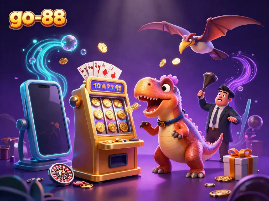 Experience the excitement of go-88 as a pachycephalosaurus wins jackpots at a vibrant casino scene.