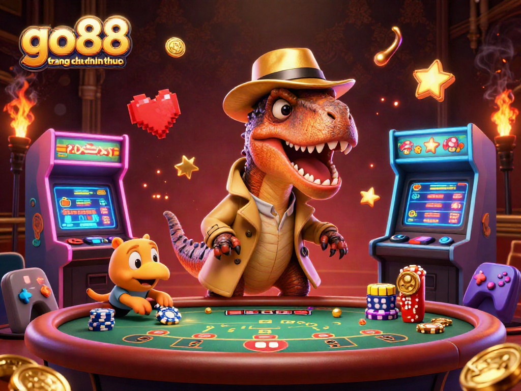 Engage in thrilling gameplay with go88 trang chu chinh thuc at a blackjack table featuring cartoon dinosaurs.
