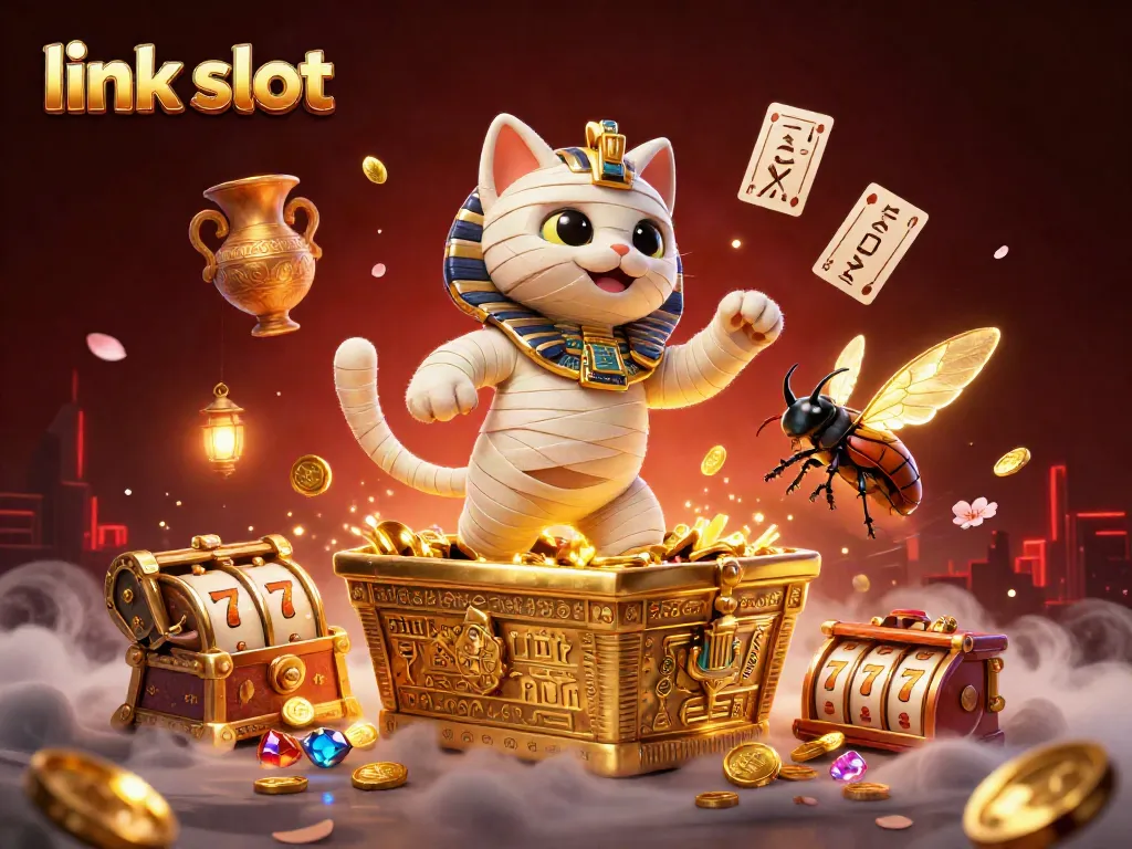 Win big with link slot and captivating characters in a vibrant casino scene.