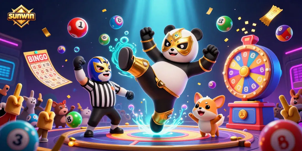 Experience thrilling casino action with sunwin, featuring a panda wrestler, dynamic lottery elements, and animal fans.
