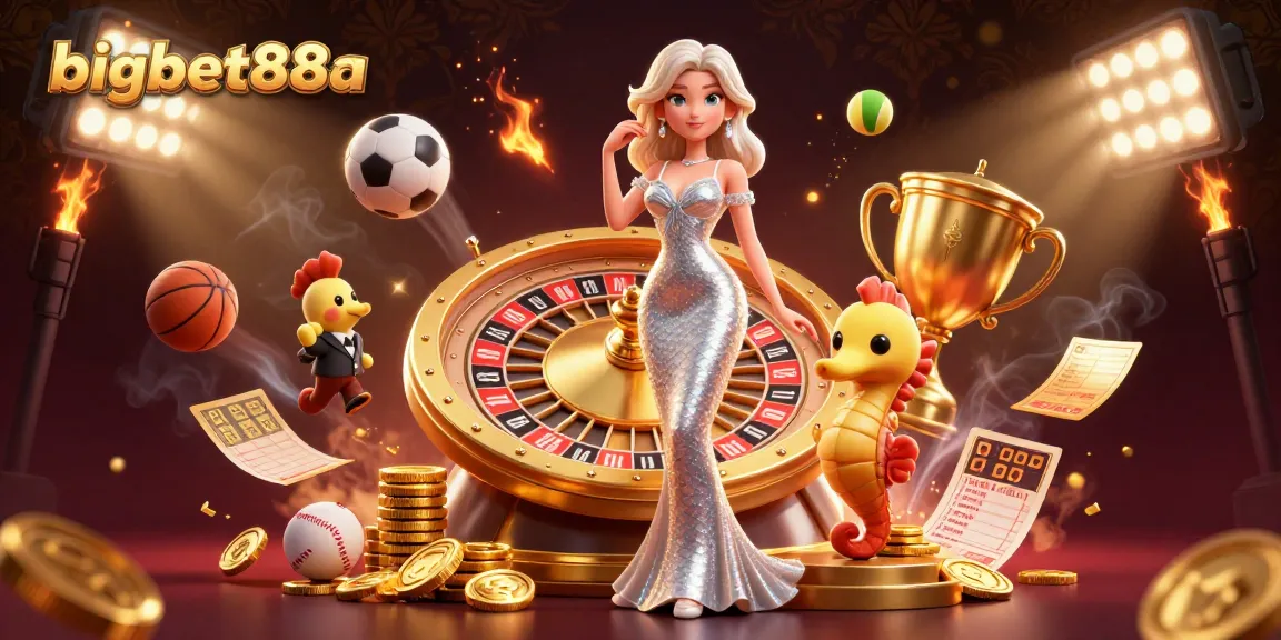 Join the excitement of bigbet88a with dynamic sports betting and elegance in a vibrant 3D illustration.
