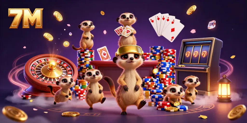 Experience the thrilling 7M casino adventure with meerkats in action, captivating users in vibrant 3D.