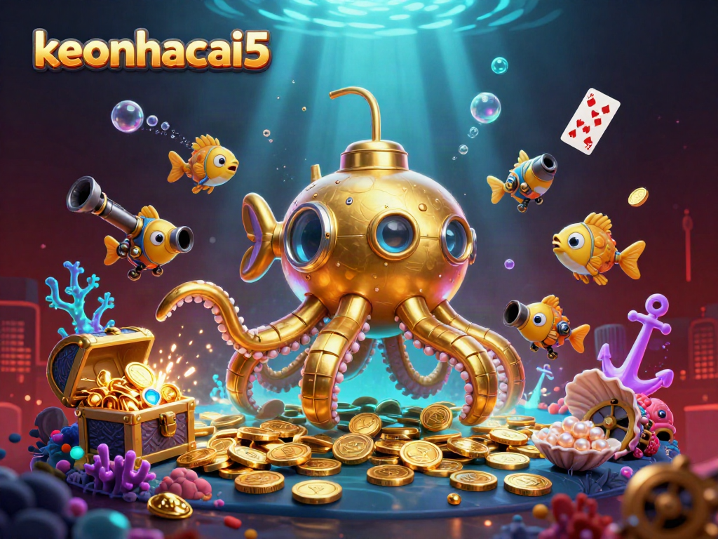 Engage with keonhacai5 in an exciting underwater casino scene bursting with treasure and playful mechanics.