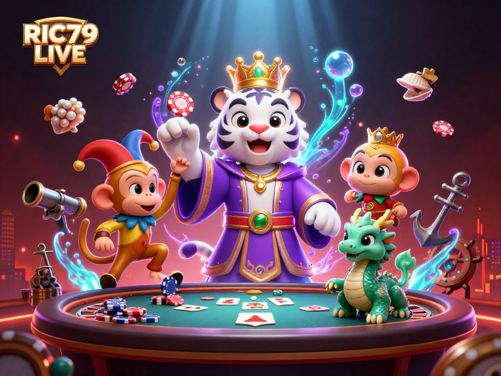 Uncover exciting RIC79 LIVE gameplay featuring a lively scene with dynamic casino elements.