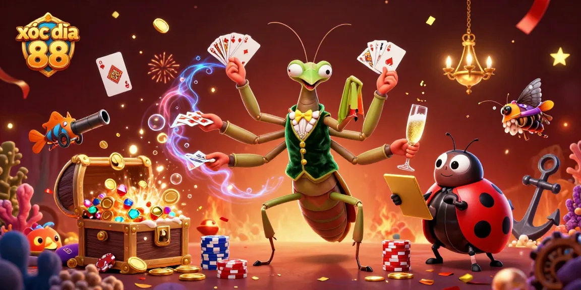 Experience thrilling xóc đĩa 88 gameplay with dynamic characters and vibrant casino elements.