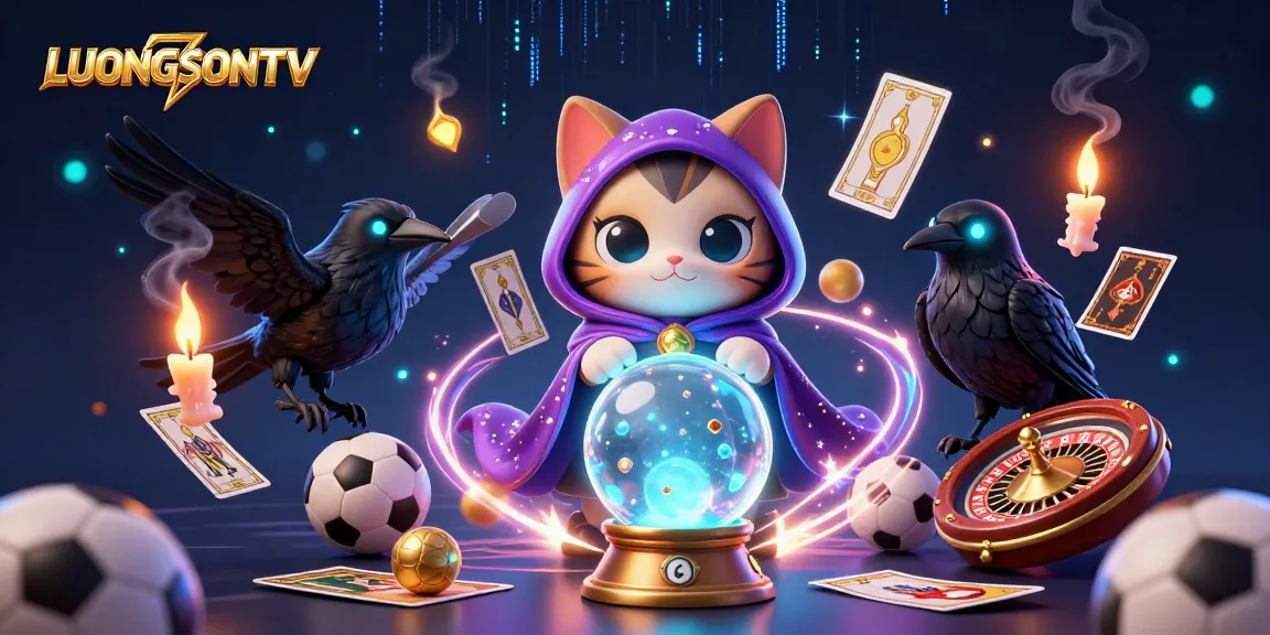 Engage with LUONGSONTV's thrilling sportsbook experience featuring a mystical cat and raven.