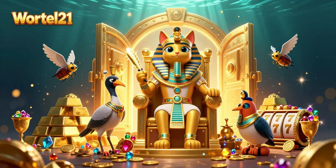 Wortel21 enhances your winning experience with captivating 3D casino-themed visuals featuring Egyptian royalty.