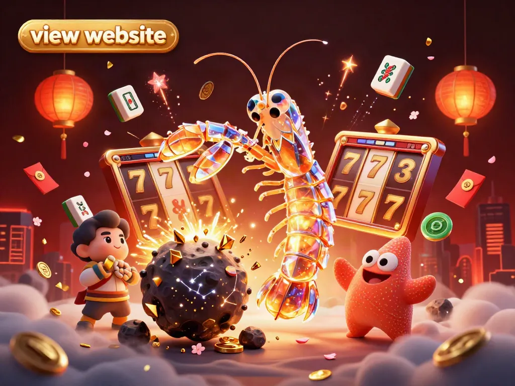 Experience the excitement of gambling with stunning graphics as you view website features including slot reels and golden gems.
