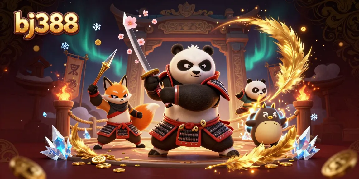 Experience thrilling gameplay with bj388's vibrant 3D samurai and ninja characters amidst dynamic casino environments.