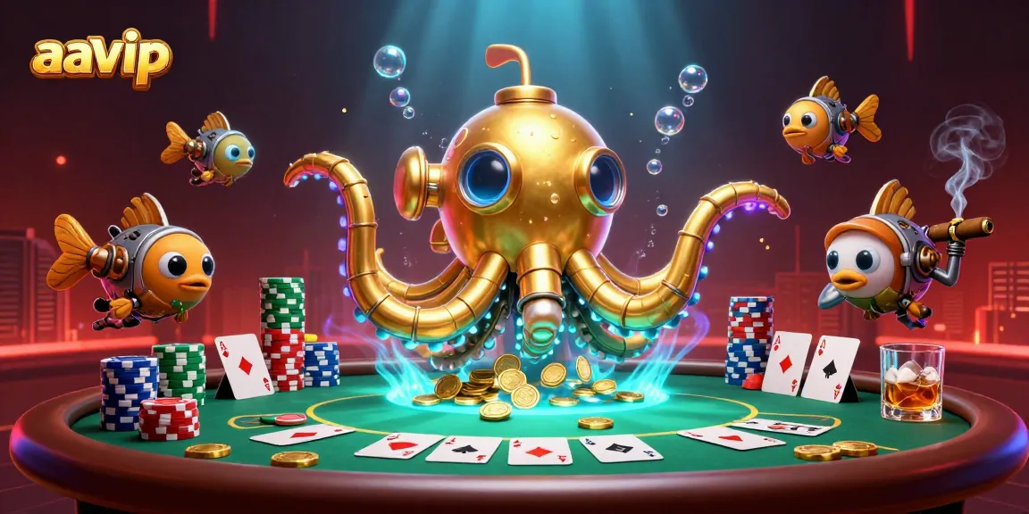 Engage with AAVIP's thrilling poker scene featuring vibrant characters and rich casino elements.