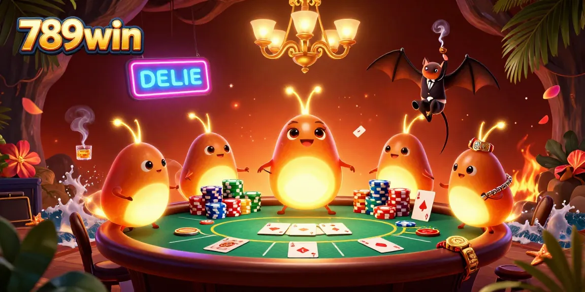 Experience thrilling poker games at 789win with glowworms lighting up the casino atmosphere.