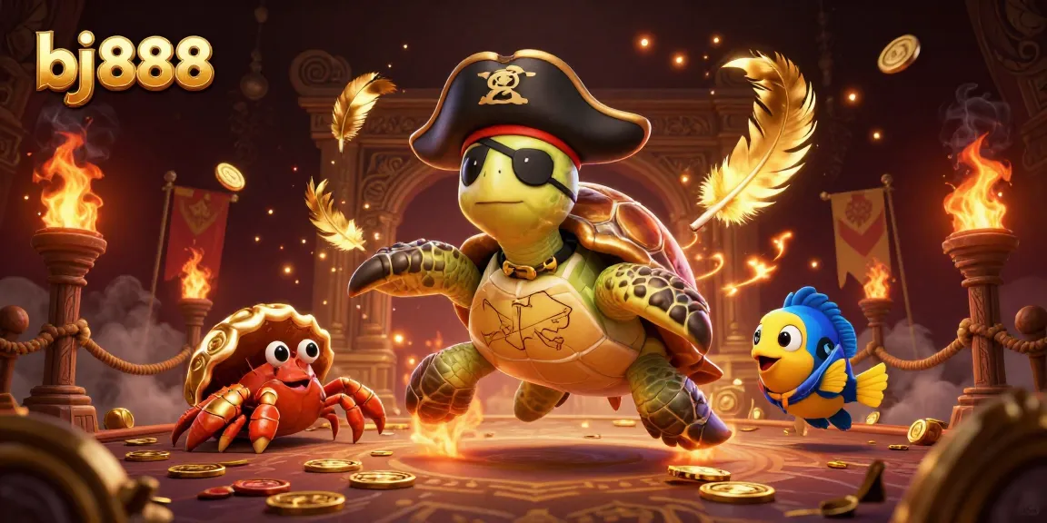 Experience thrilling gameplay at bj 888 with vibrant pirate-themed characters amidst treasure and casino elements.
