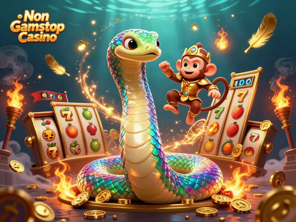 Experience the allure of Non Gamstop Casino with vibrant gaming elements and a mystical atmosphere.
