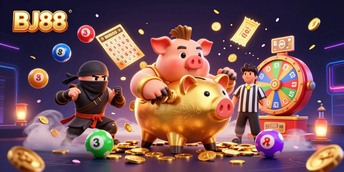 BJ88 engages players with a vibrant animated casino scene featuring exciting elements of gambling action.