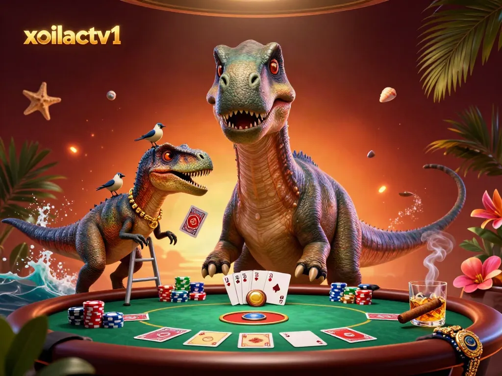 Experience thrilling poker action with brontosaurus dealer in the unique xoilactv1 casino scene.