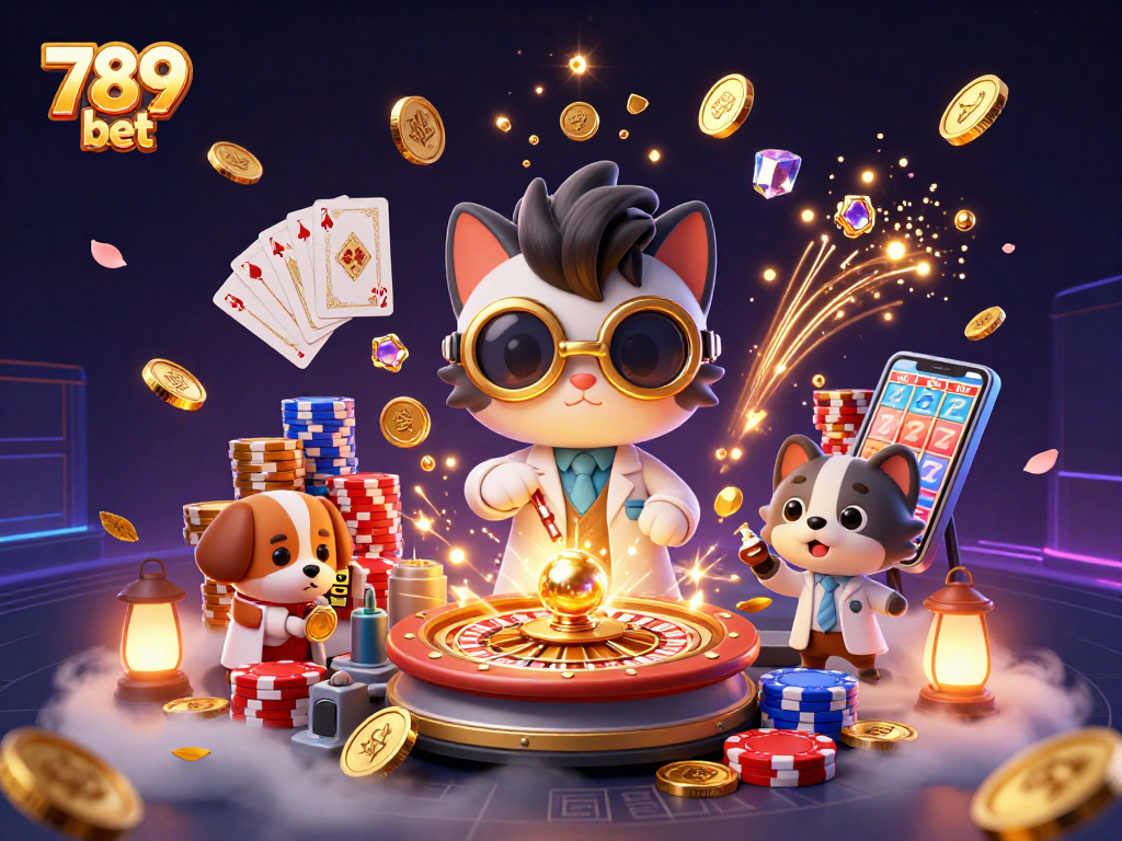 Experience winning strategies at 789 bet with a thrilling casino adventure featuring golden coins, roulette, and cards.