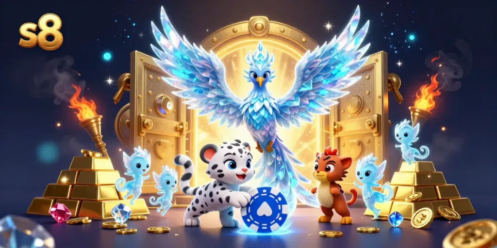 Experience thrilling gaming at S8 with vibrant characters and treasure amidst stunning visual detail.