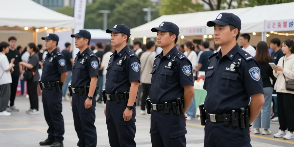 Security Guards providing professional service at a local community event, ensuring safety and order.