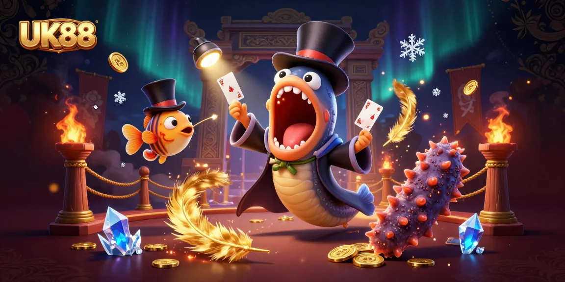 Experience thrilling action with UK88 in a vibrant 3D casino tableau featuring magical sea creatures.