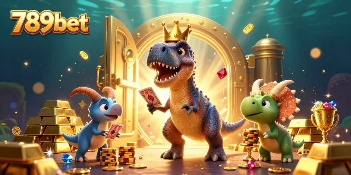 Boost your luck with 789bet, enjoying a fun-filled 3D casino scene complete with friendly dinosaurs!