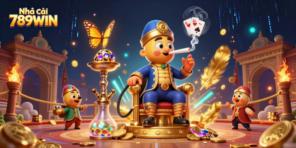 Engage with Nhà cái 789WIN, where a 3D caterpillar sultan creates poker magic in a vibrant casino.