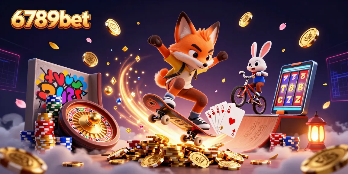 Experience exciting gameplay at 6789bet with energetic characters and vibrant casino elements.