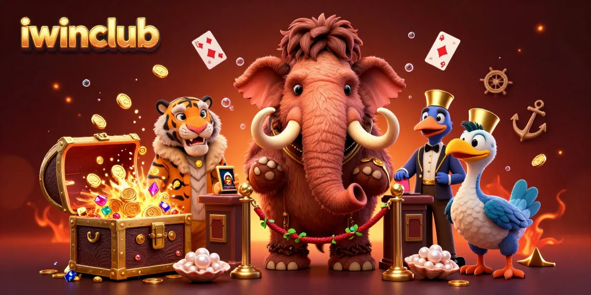 Experience iwinclub excitement with the charismatic woolly mammoth bouncer at a vibrant casino entrance.