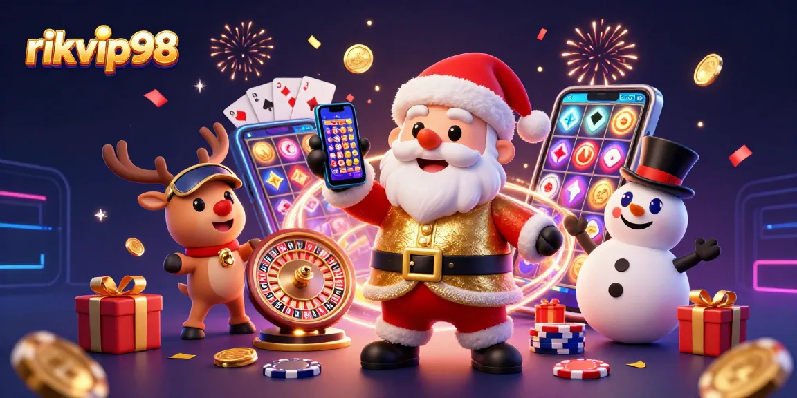 Experience the fun with rikvip98 as Santa and friends enjoy thrilling casino games.
