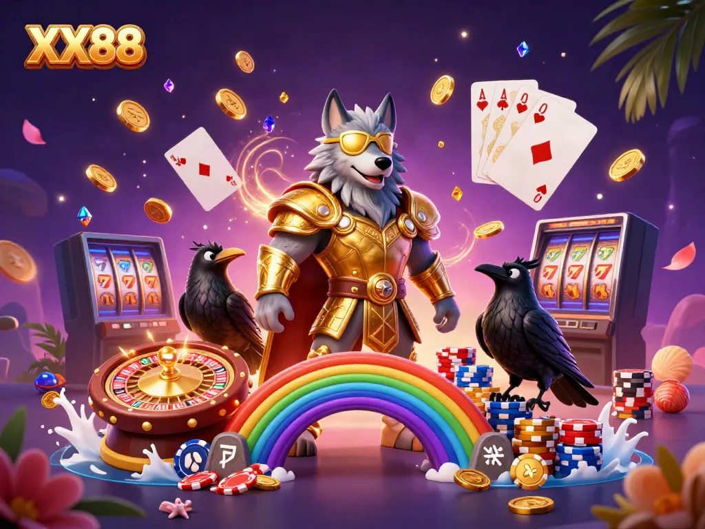 Experience the thrill of XX88 with a Norse mythology-themed casino scene filled with vibrant game elements.