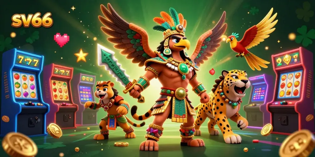 Spin the reels with sv66 featuring Aztec warriors and vibrant slot game elements