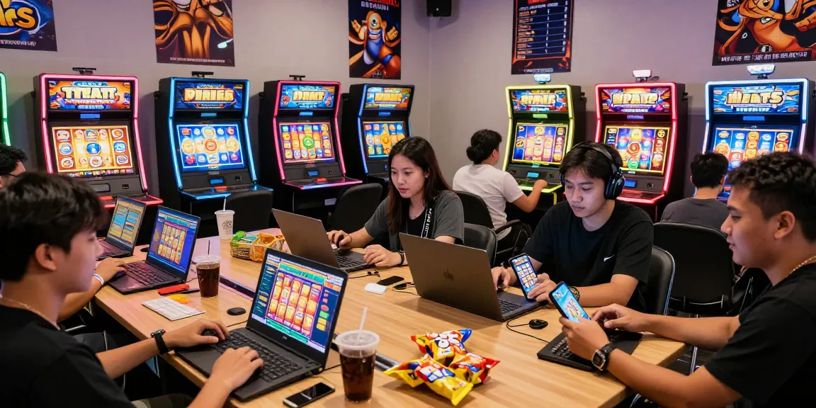 Exciting gaming scene showcasing situs slot deposit 10 ribu with players celebrating wins in a vibrant online atmosphere.