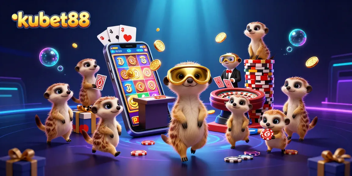 Engage with kubet88's vibrant casino atmosphere featuring meerkats in action.