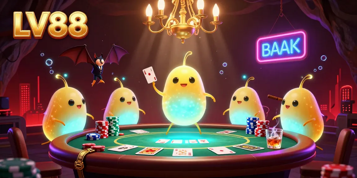 Experience thrilling poker action at LV88 with enchanting glowworms illuminating the casino atmosphere.