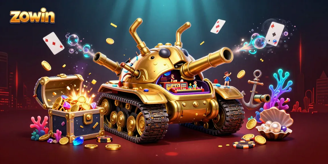 Experience thrilling gameplay at Zowin with a cartoon casino scene teeming with activity.