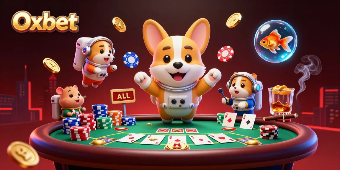 Play exciting games with Oxbet in an ultra-detailed 3D space casino illustration featuring vibrant characters and elements.