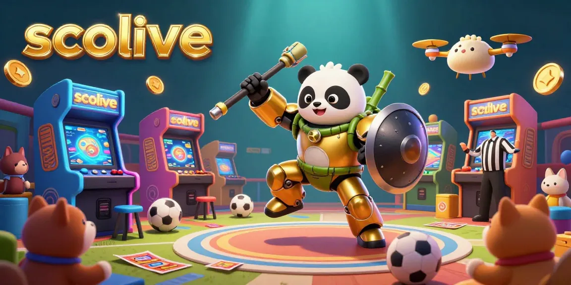 Socolive sports betting scene with a golden panda in a mech suit, dynamic elements, and vibrant colors, immersive gaming experience.