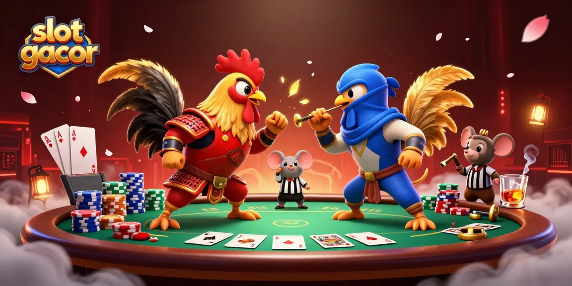 Experience thrilling slot gacor action with dynamic roosters in a vibrant gambling scene.
