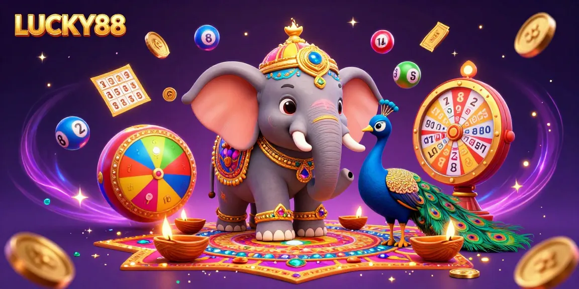 Experience the thrill of winning at LUCKY88 with vibrant casino games and festive elements.
